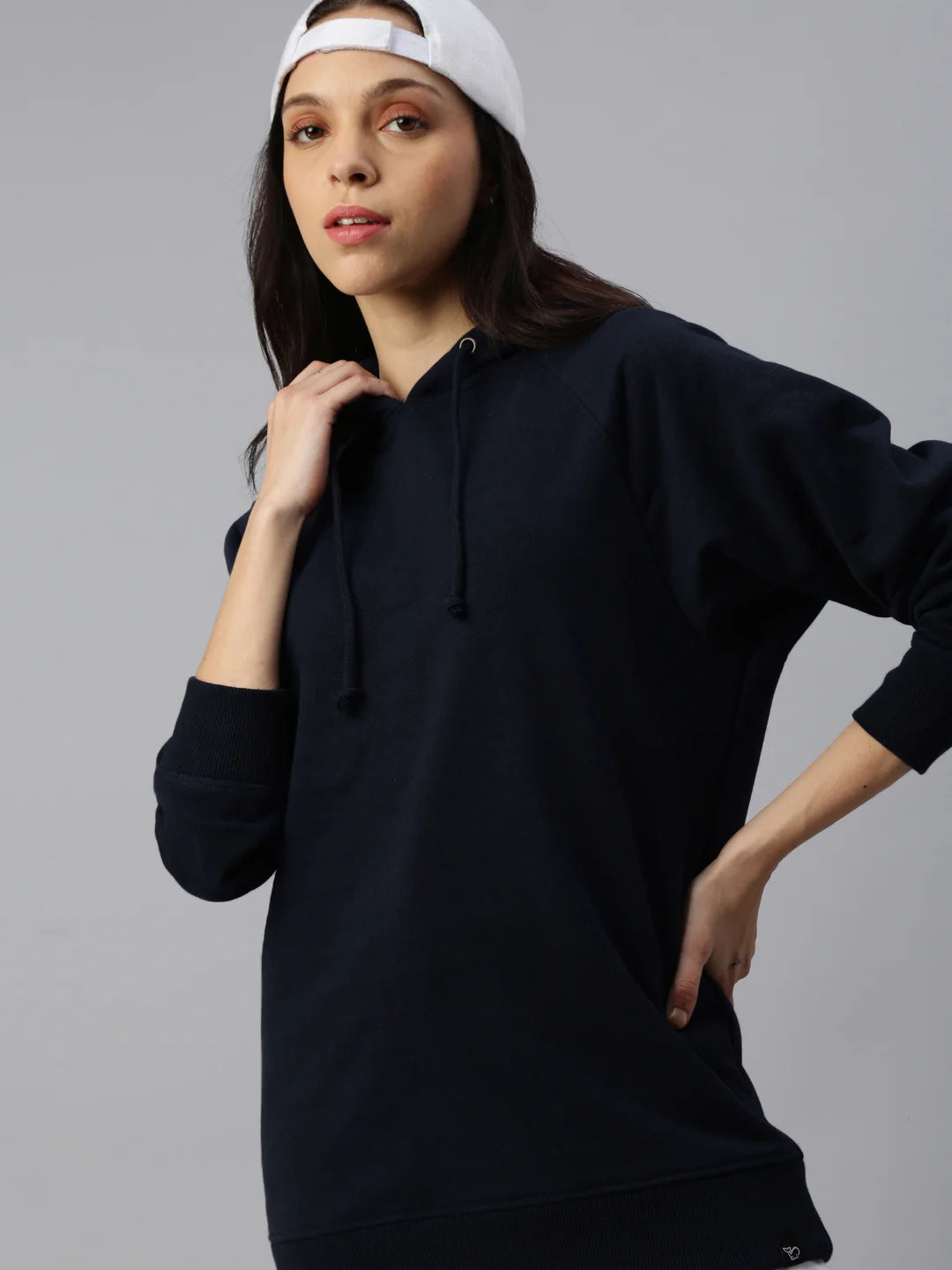 Recycled cotton polyester hoodie noir for women