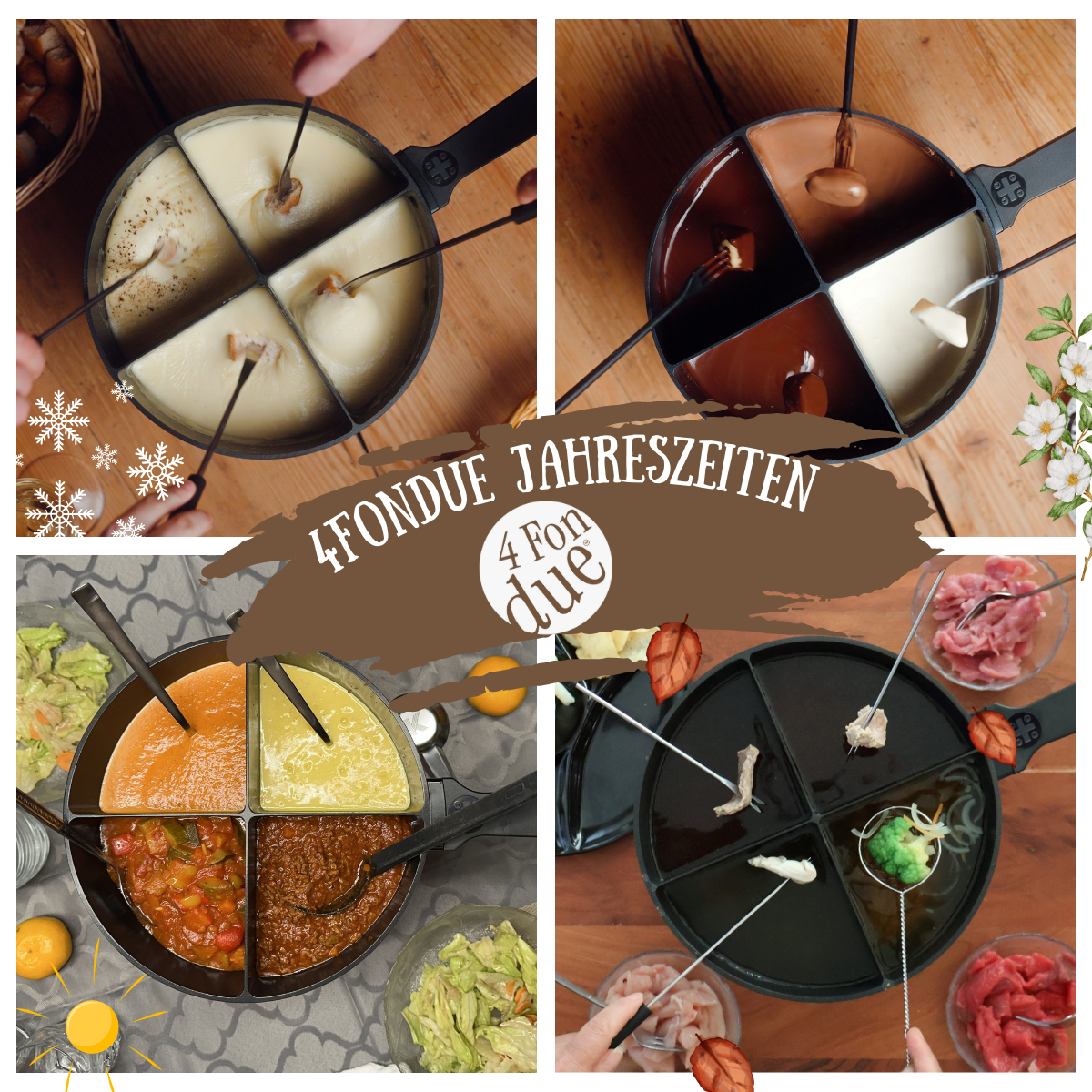 Set à fondue : 4 casseroles à fondue + t-shirt « EAT FONDUE »