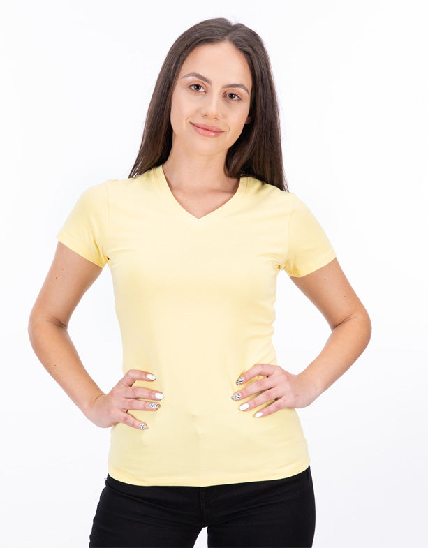 Damen-Baumwoll-V-Ausschnitt-T-Shirt-Popcorn-Switcher