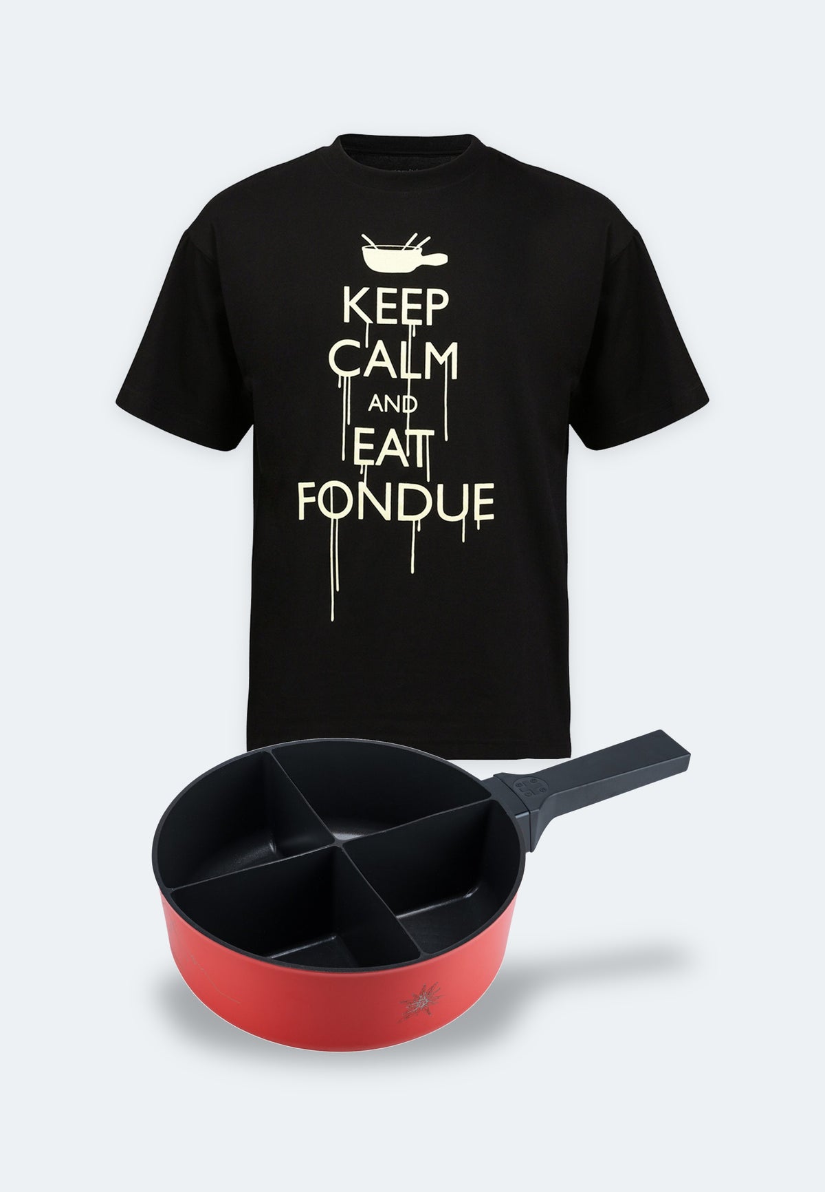 Set à fondue : 4 casseroles à fondue + t-shirt « EAT FONDUE »