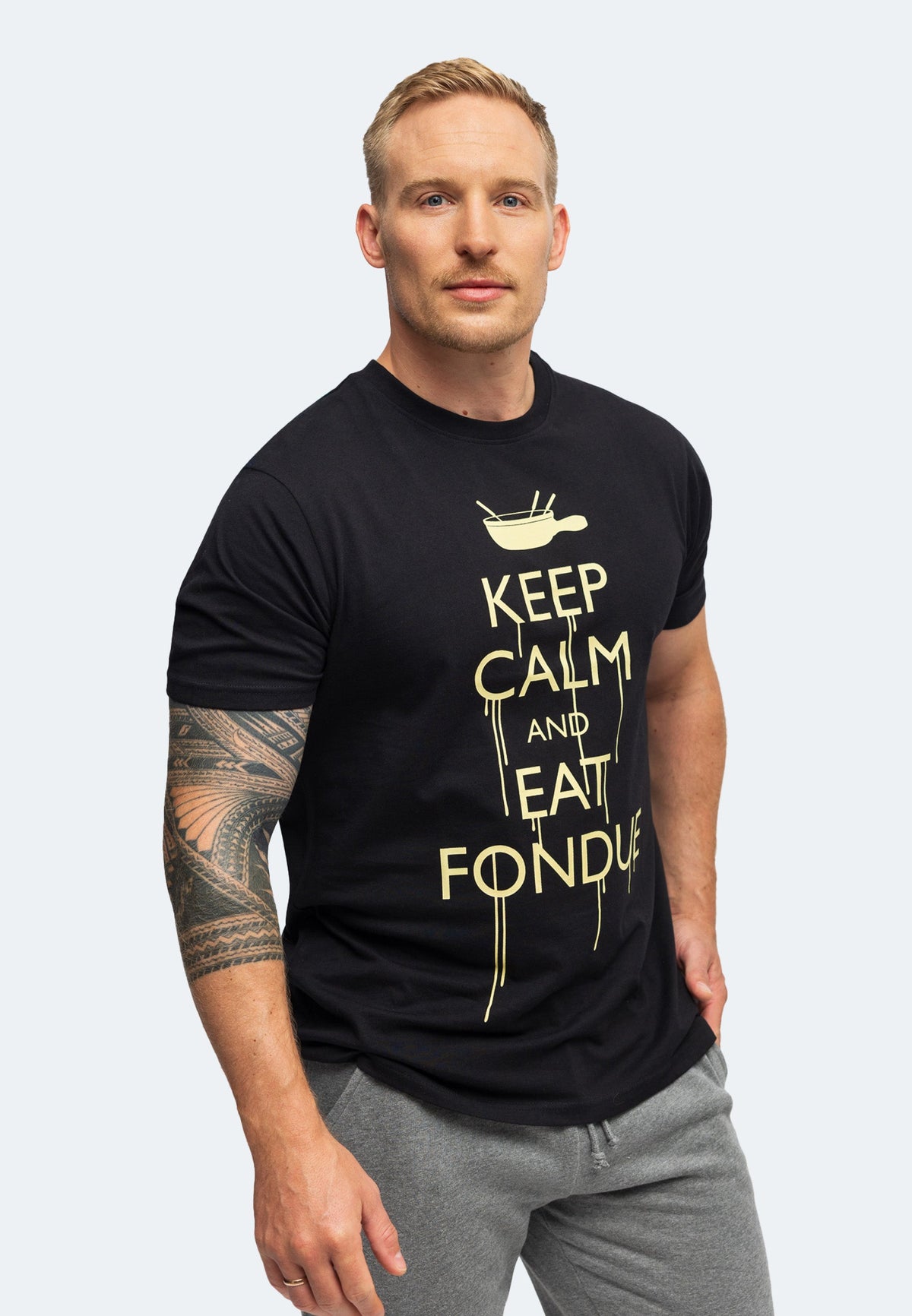 Kit à fondue : t-shirt Switcher « EAT FONDUE » noir