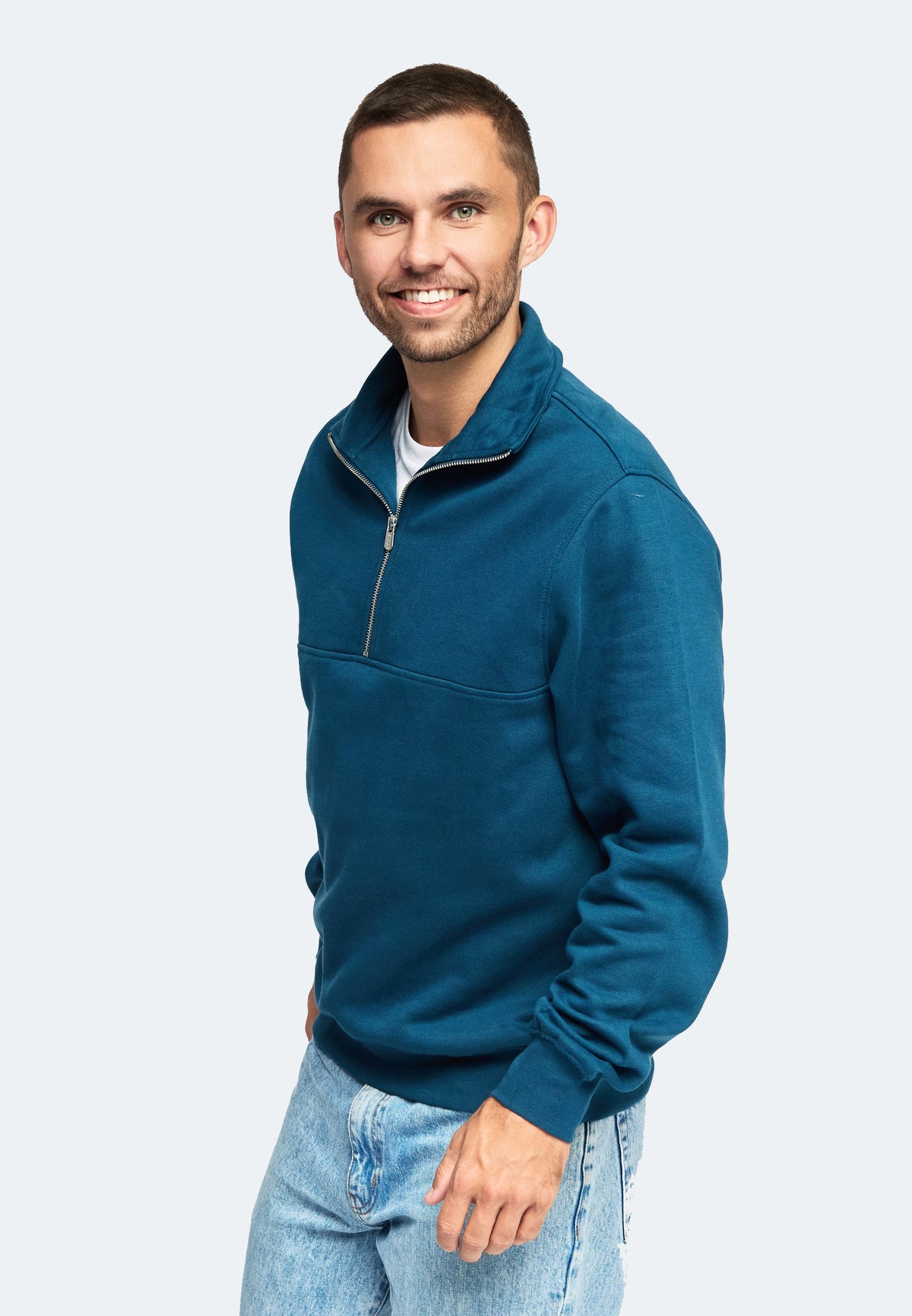 1002 Oxford – Half-Zip Sweatshirt mit Stehkragen