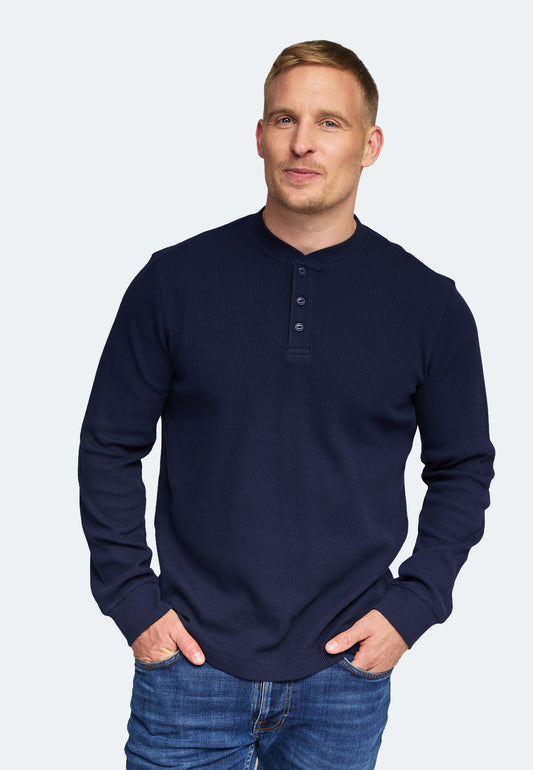 1025 Sébastien – Longsleeve Waffle Henley Shirt Herren