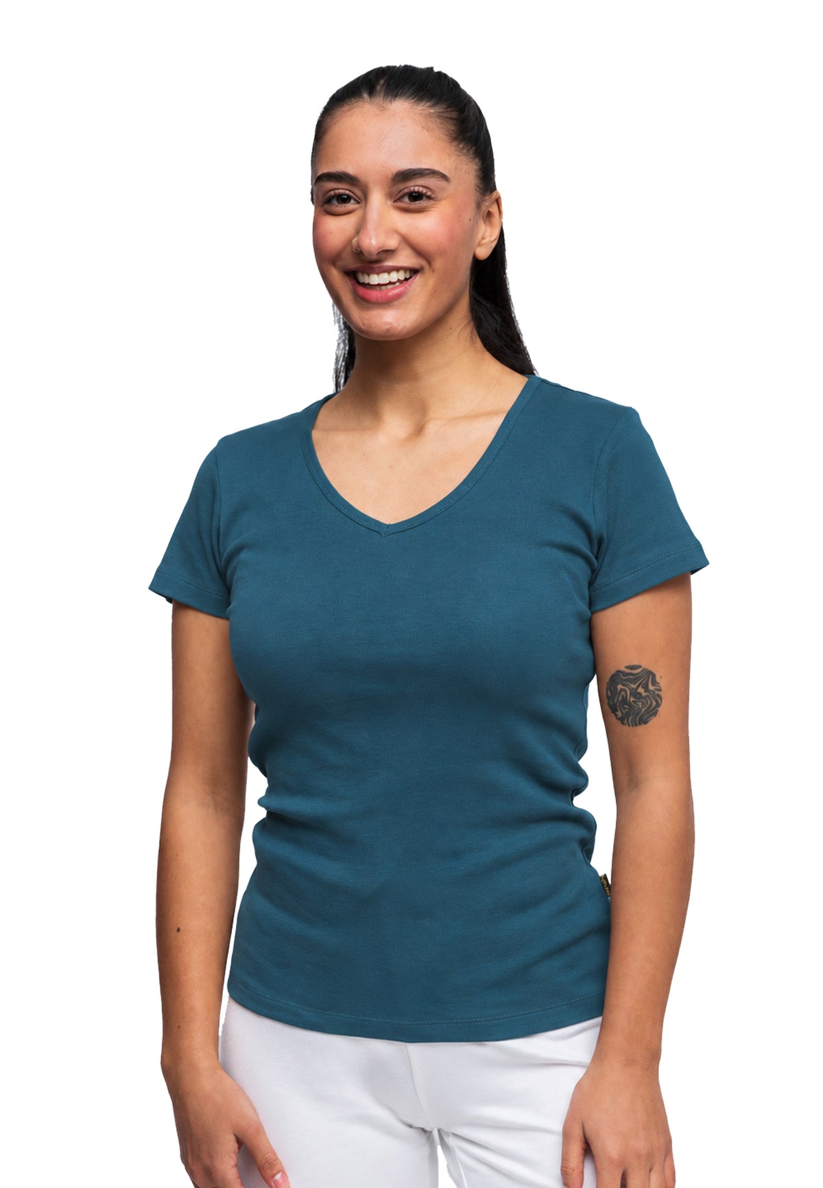 2855 Efia – Nachhaltiges Damen Rib T-Shirt mit V-Ausschnitt