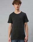 herren-damon-bio-baumwolle-rundhalsausschnitt-t-shirt-noir-chine-Front