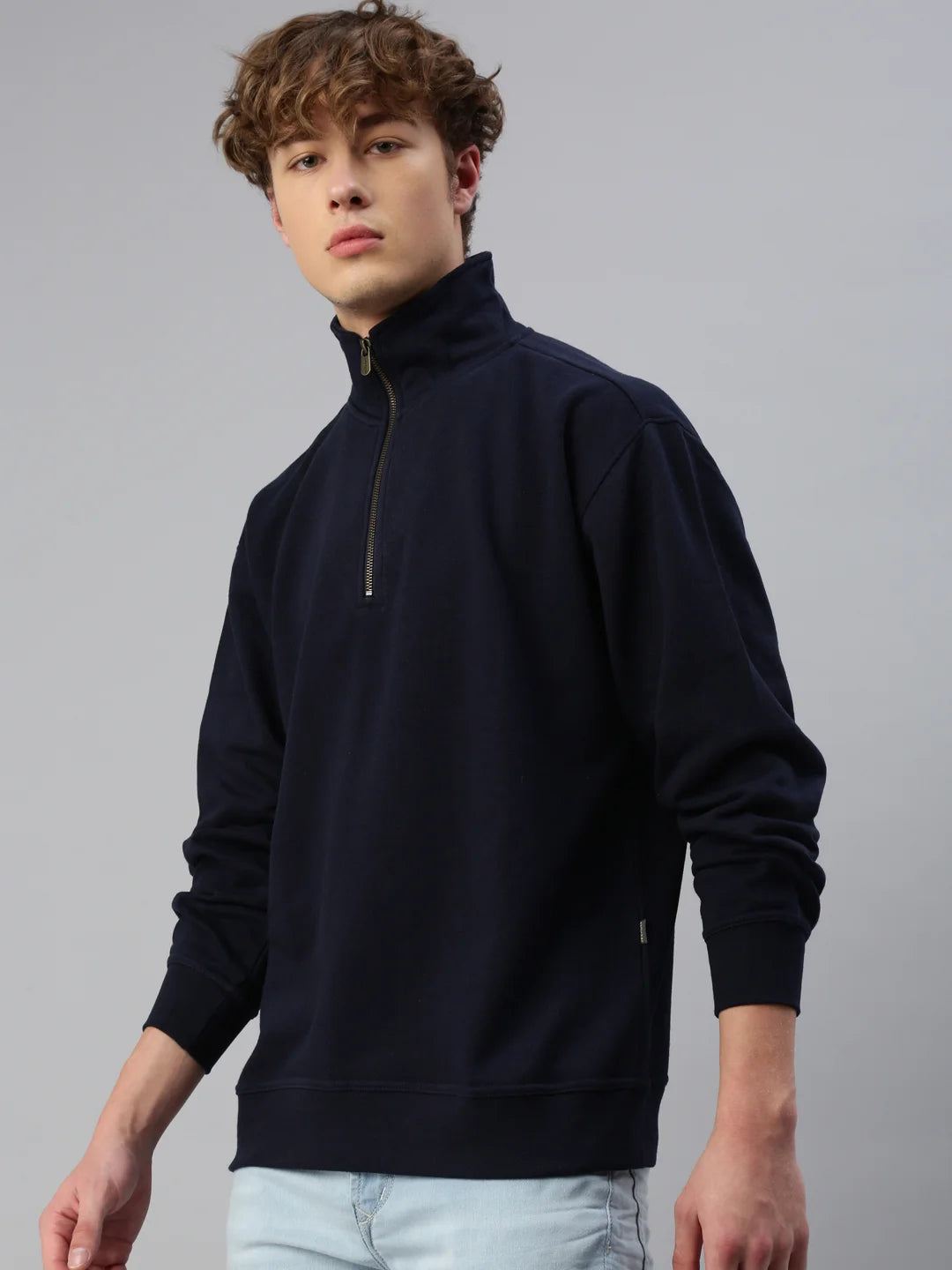 herren-oslo-baumwoll-polyester-premium-quarter-zip-sweatshirt-marine-front