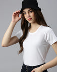 Frauen-T-Shirt-Rundhals-T-Shirt-Weiß-switcher