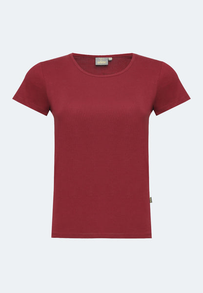 2850 Sally – Maglietta da donna sostenibile a costine con scollo rotondo