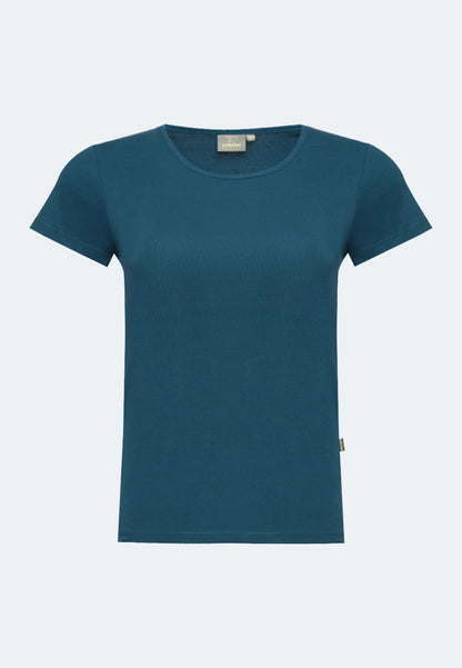 2850 Sally – Maglietta da donna sostenibile a costine con scollo rotondo