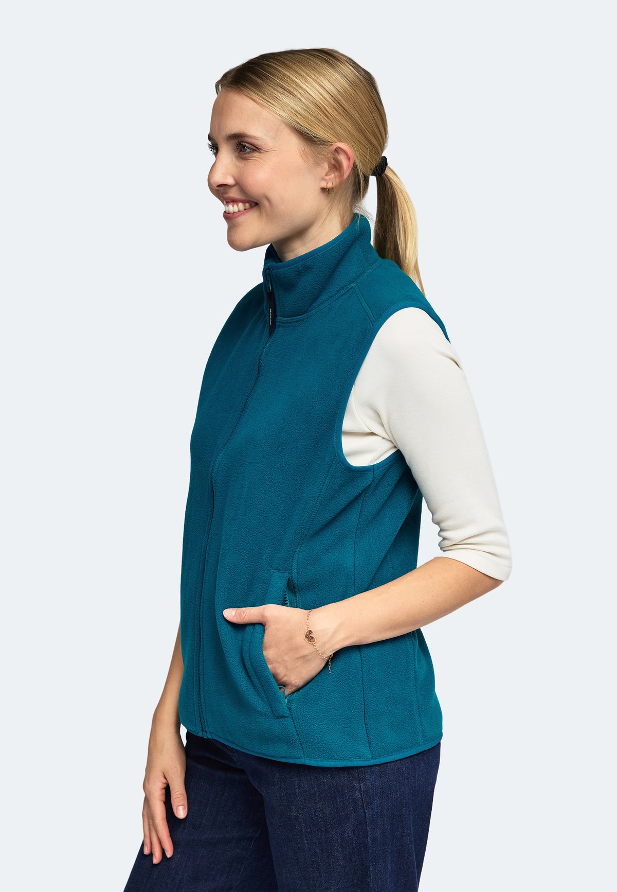 Gilet in pile da donna Switcher, modello New Helsinki, colore 245 petrolio