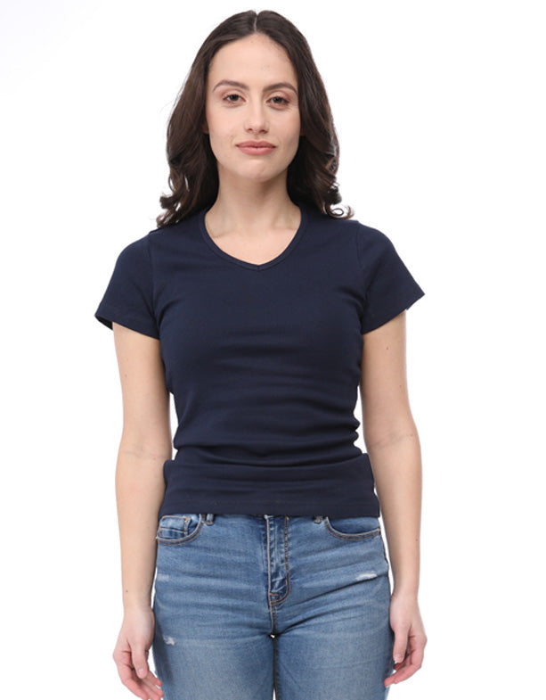 frauen-efia-baumwolle-v-ausschnitt-t-shirt-Blau-Switcher