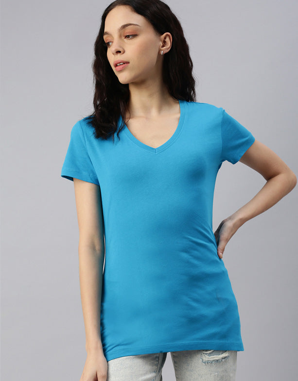 frauen-whale-baumwolle-v-ausschnitt-t-shirt-Himmelblau-Switcher