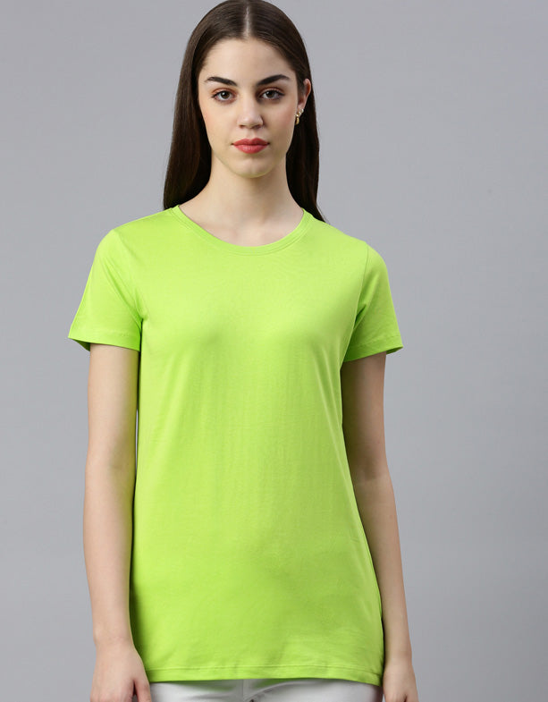 T-Shirt-Frauen-Grün-Rundhals-T-Shirt-switcher