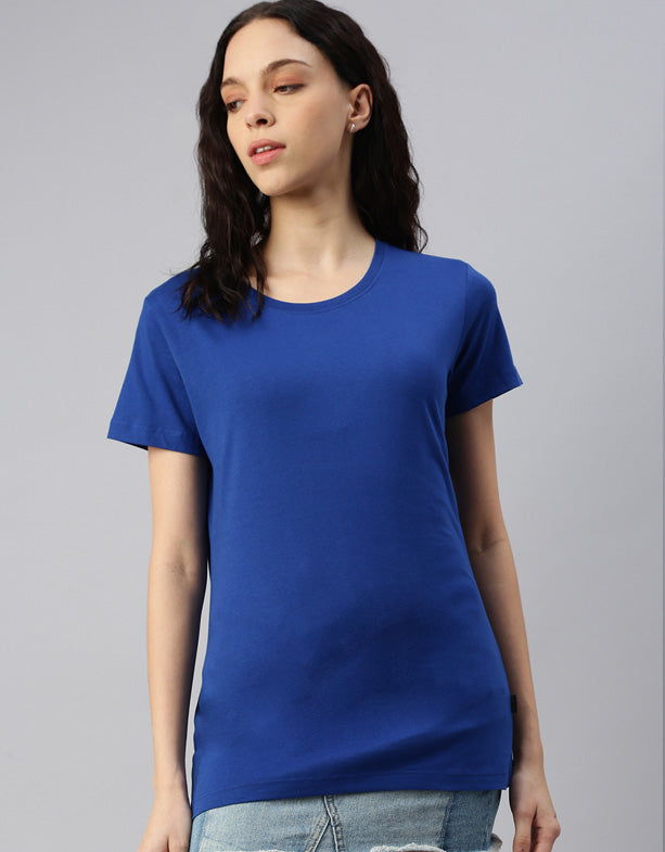 T-Shirt-Damen-Blau-Rundhals-T-Shirt-Bio-switcher
